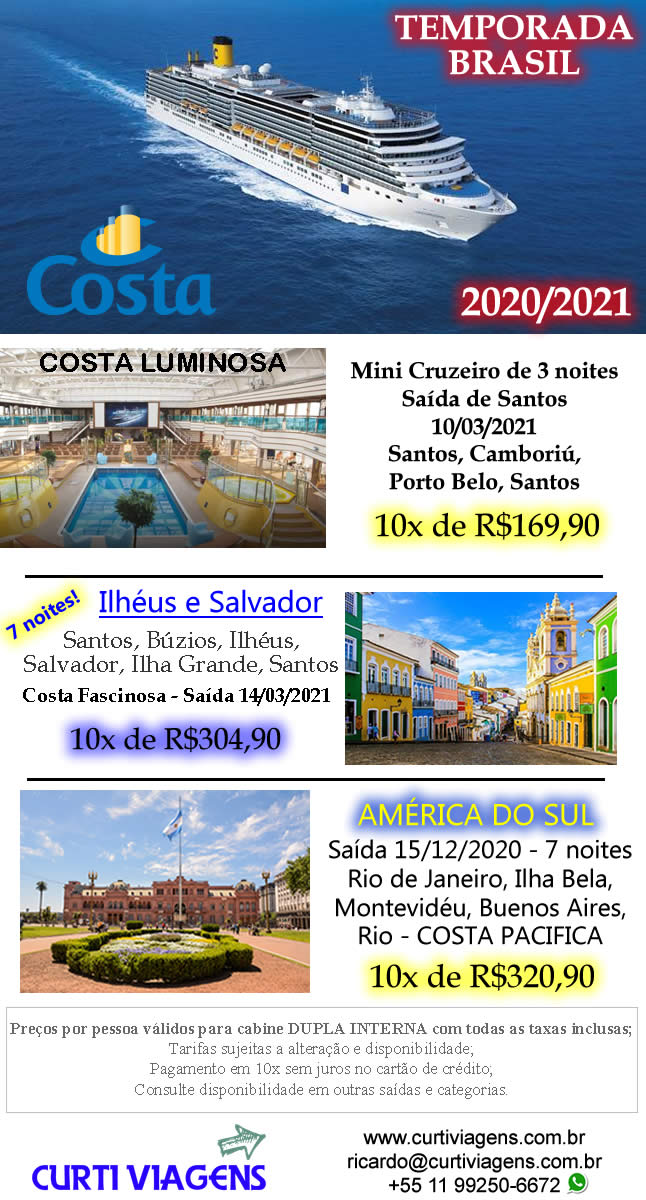 promoções costa cruzeiros